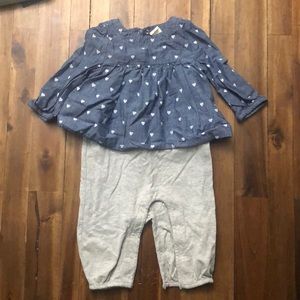 Baby Girls Valentines Denim Sweet One-Piece